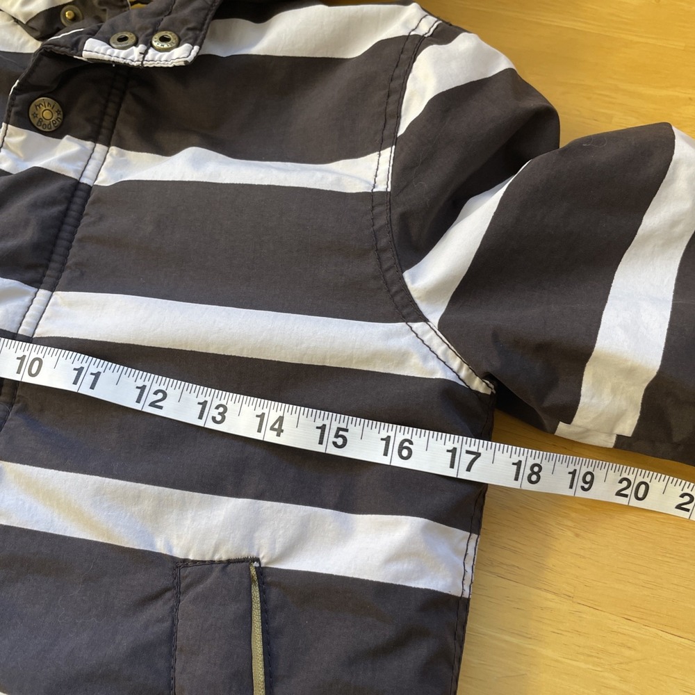 Mini Boden Boys Jacket Coat Parka size 8 Brown white Striped zip button cozy - Picture 13 of 14
